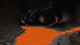 Minecraft Caves and Cliffs part 2 update lava lake in giant cavern