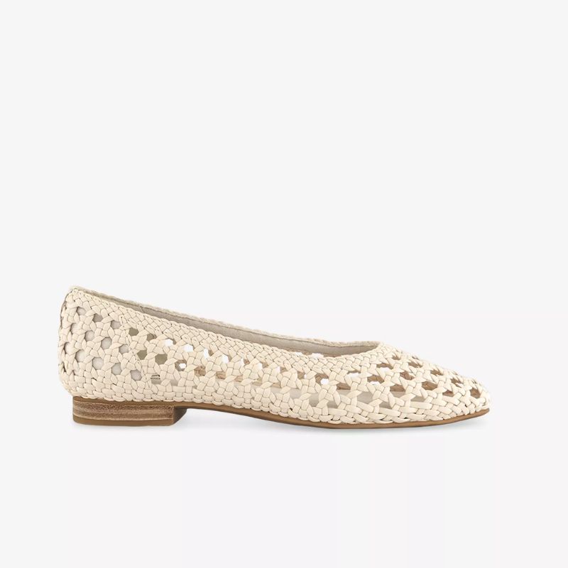 Image of white woven flats