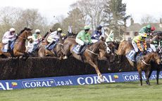 MERIGO (Timmy Murphy) (green) wins the Scottish Grand National at Ayr 2012