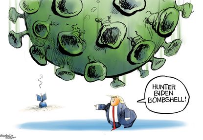 Political Cartoon U.S. Trump COVID Hunter Biden