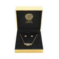 Vince Camuto Gold Tone Pave Pyramid Necklace &amp; Earrings Set