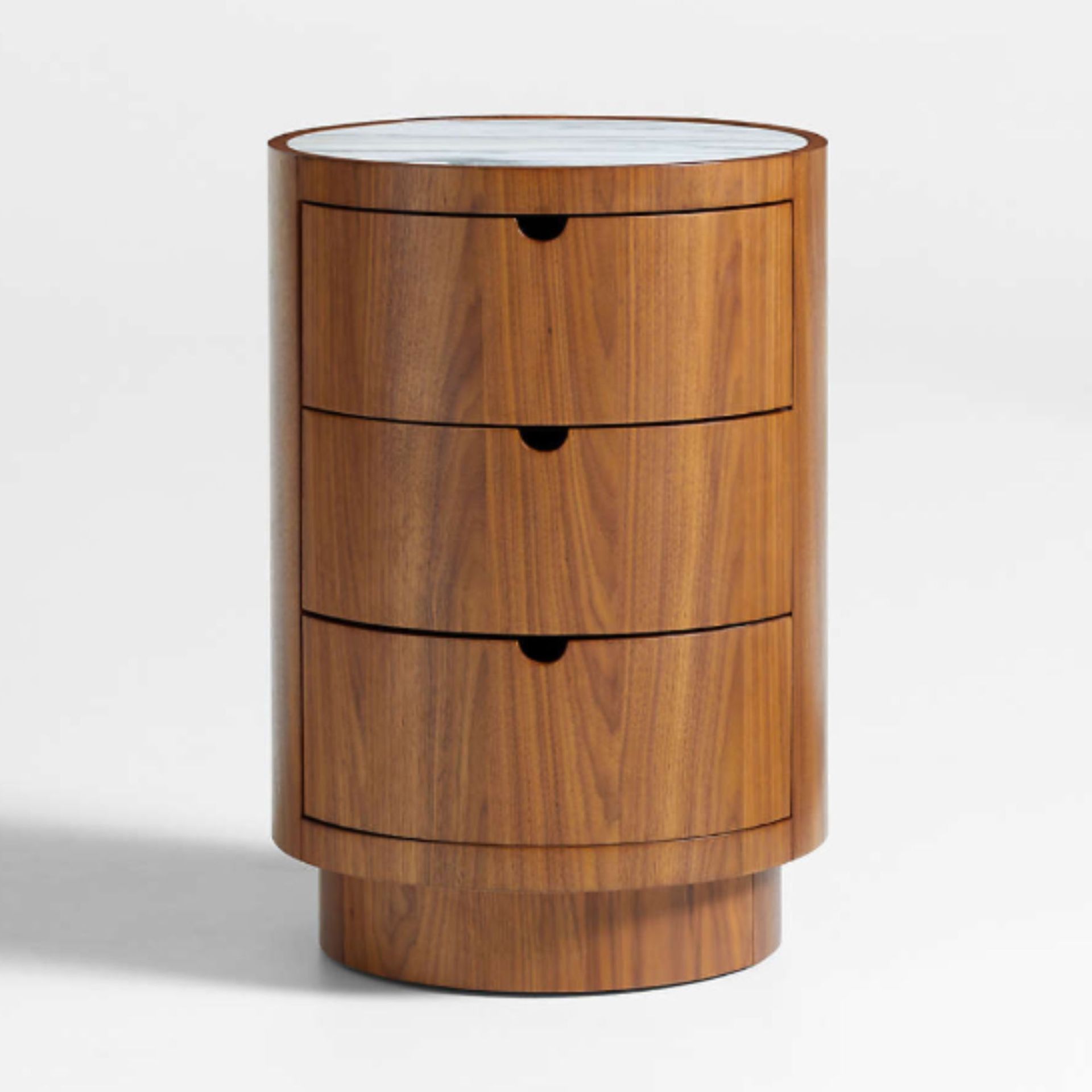 Gracia Walnut Wood and Marble Nightstand with Drawers