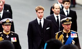 Simon Bowes-Lyon at the Queen mothers funeral in 2002