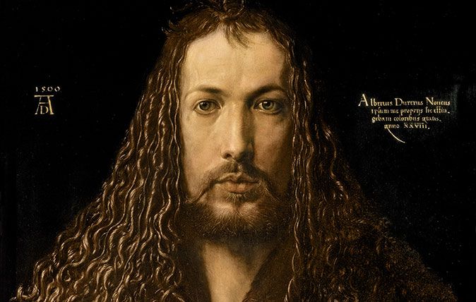 Self-portrait at 28, 1500, by Albrecht Dürer (1471–1528), 26½in by 19in, Alte Pinakothek, Munich, Germany.