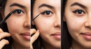 2. Use a pencil liner as a guide for tricky liquid liners