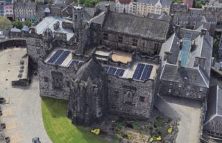 Solar panels on top of Edinburgh castle