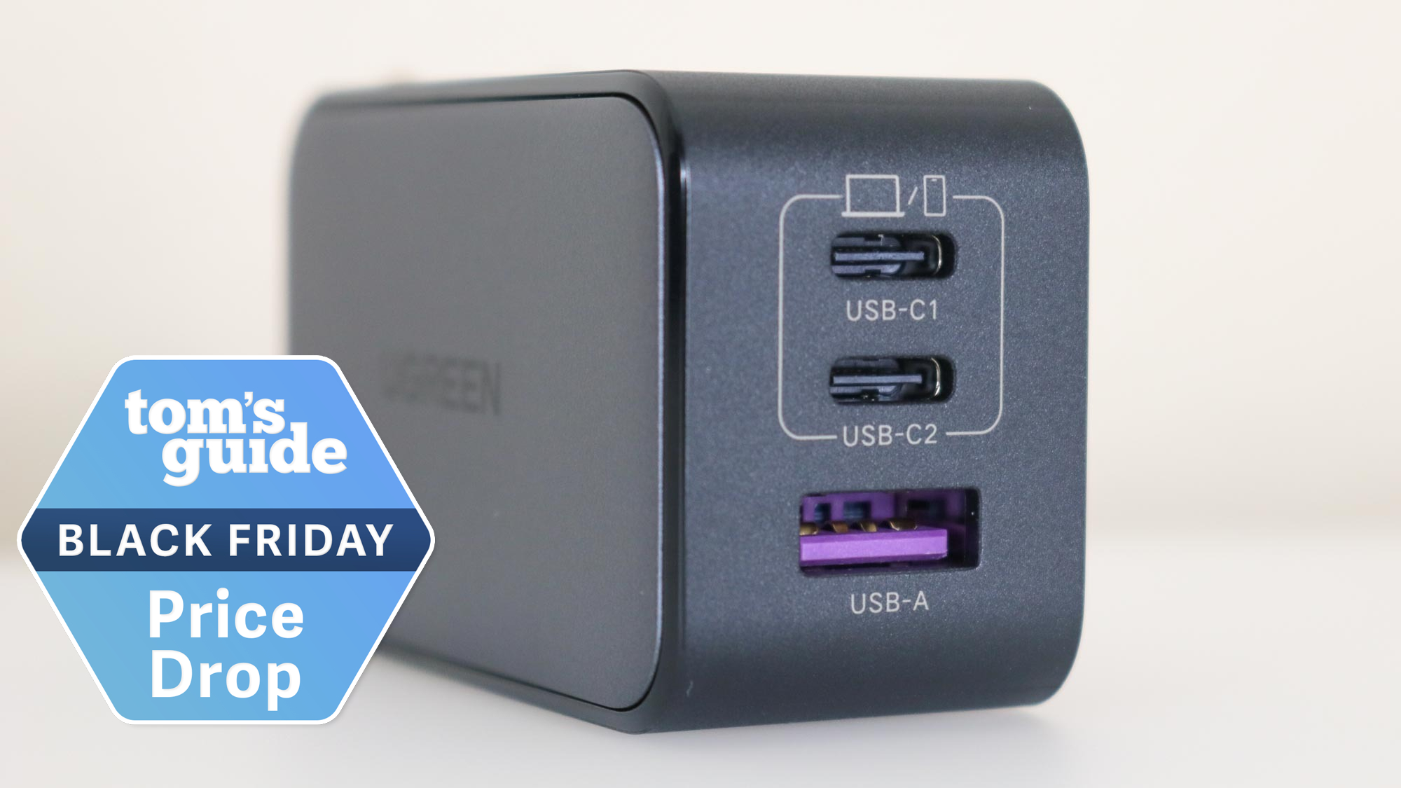 Ugreen Nexode 65W charger with a Tom's Guide Black Friday deals badge