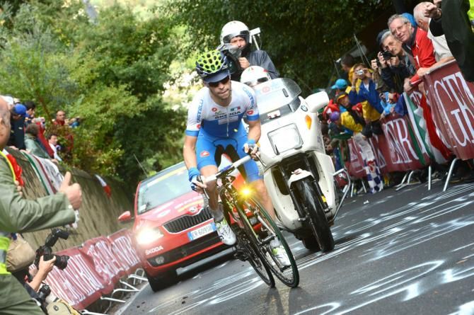 The Italian team rode an aggressive race on the final laps of the Florence circuit - here Giovanni Visconti goes out on the attack