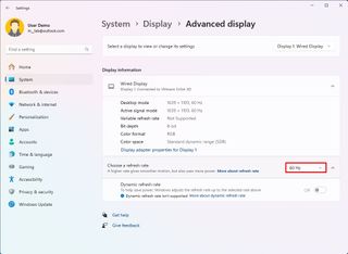 Refresh rate setting