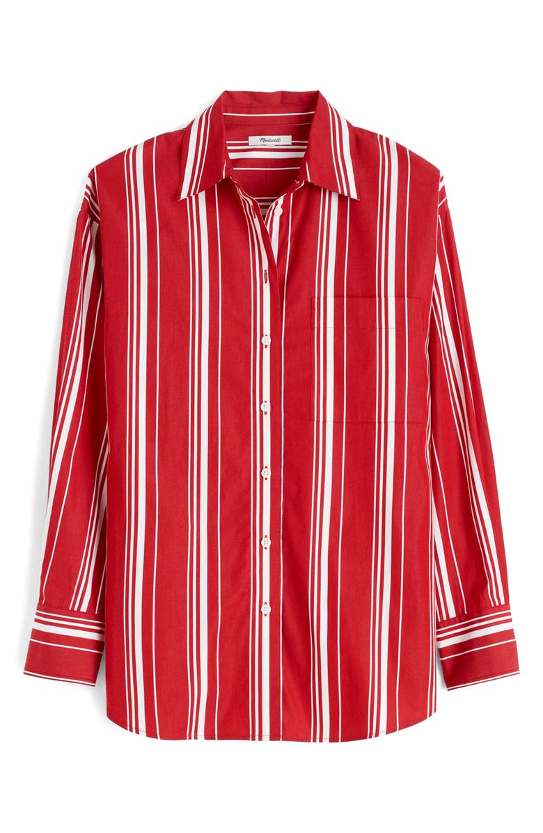 Stripe Oversize Cotton Poplin Button-Up Shirt