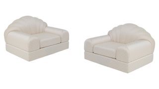 Alain Delon Vintage Salon White Armchairs Original Label £5,657