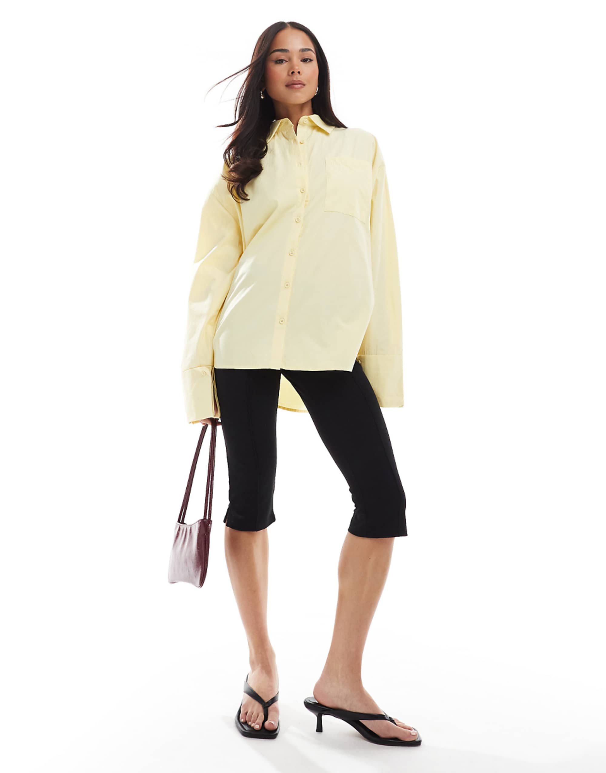 Asos Design Poplin Extreme Cuff Oversized Shirt in Buttermilk
