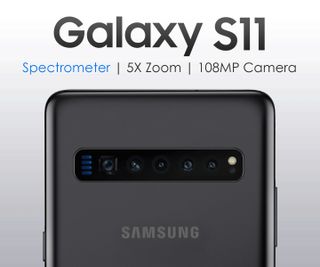 A concept image of the Galaxy S11, featuring a spectrometer as well as the previously rumored 5x telephoto and 108MP sensors.