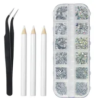 Rhinestones 1500 Pieces in 6 Sizes Crystal Nail Gems Nail Art Accessories