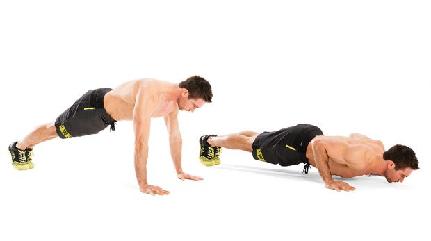 A man demonstrates the press-up chest exercise