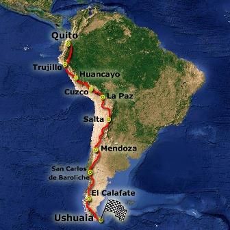 The route for the Andes Trail 2010