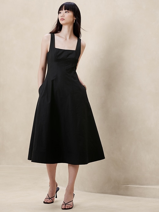 Natalia Square-Neck Midi Dress