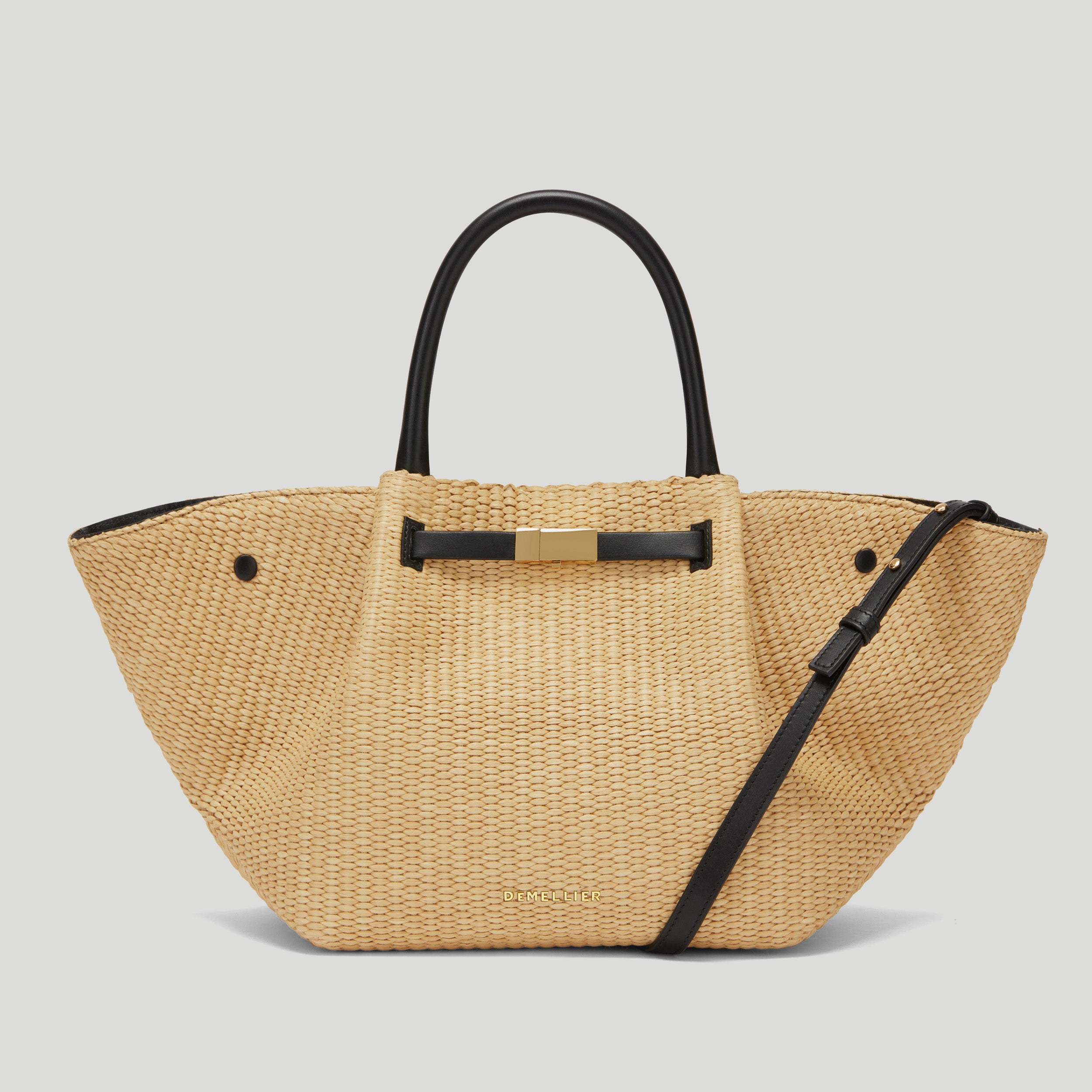 The Midi New York | Warm Raffia Black Smooth | Demellier