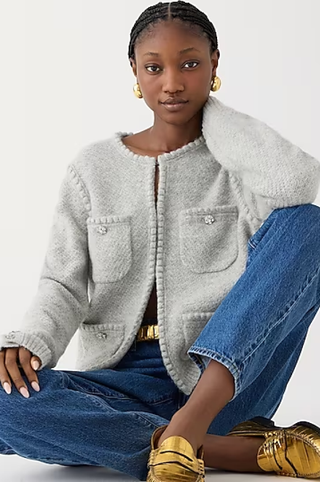J.Crew Odette sweater lady jacket with jewel buttons