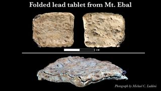 Archaeologists estimate the "curse tablet," made from a folded lead sheet and inscribed with proto-alphabetic characters, may be at least 3,200 years old.