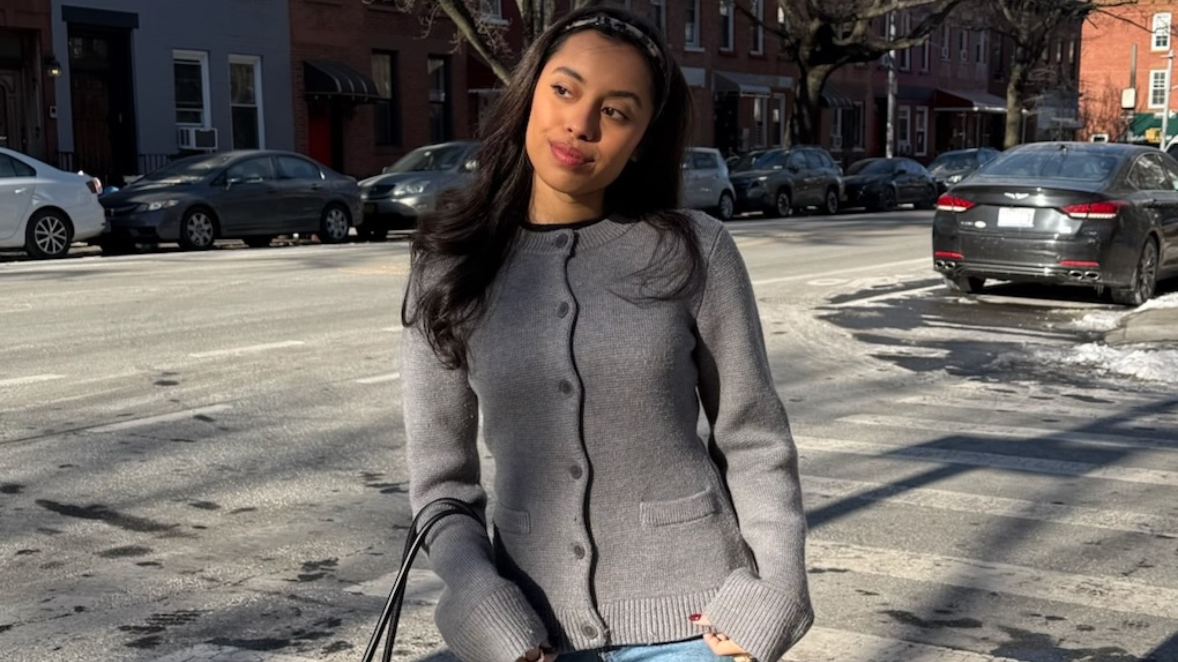 @rubyymcauliffe wearing the tapered cardigan trend