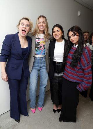 ate McKinnon, Margot Robbie, America Ferrera and Ariana Greenblatt seen at Warner Bros.' "Barbie" Los Angeles Special Screening at the Academy Museum on January 30, 2024 in Los Angeles, California.