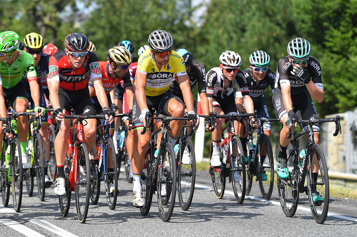 Peter Sagan in the leader's jersey