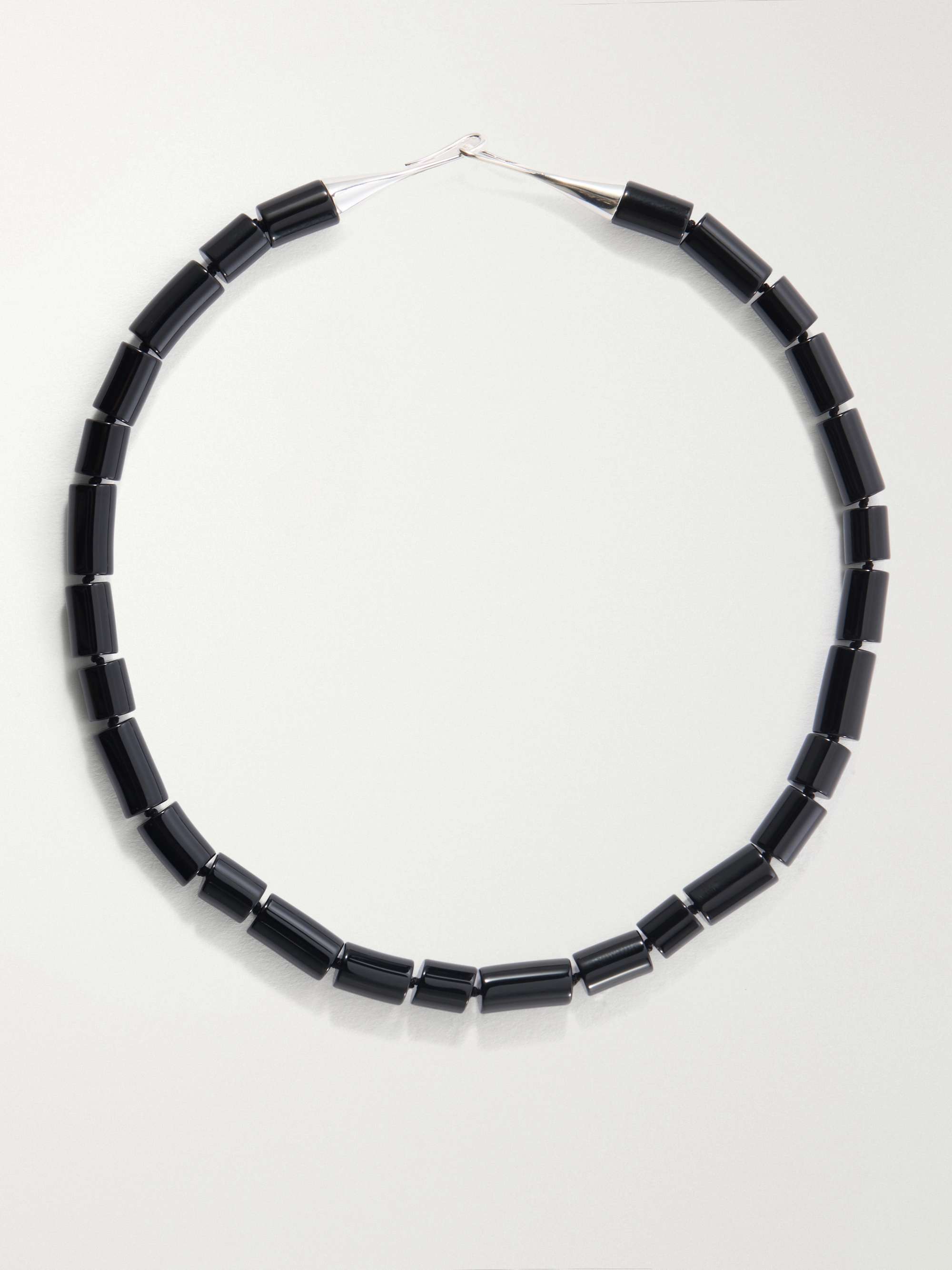 The Sadie Sterling Silver Onyx Beaded Necklace