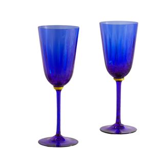 LA DOUBLEJ Rainbow Murano Wine Glasses, Set of 2