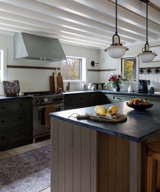 Wood and black kitchen with soapstone countertops