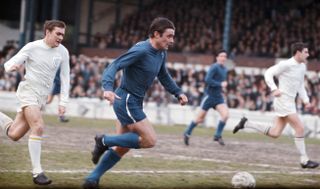 Bobby Tambling in action for Chelsea against Leeds United in May 1967.