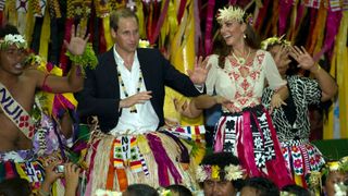 Prince William and Kate Middleton dancing in Tuvalu