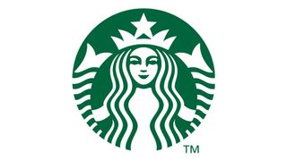 Starbucks logo from 2011, with no words, just a stylised image of a two-tailed siren