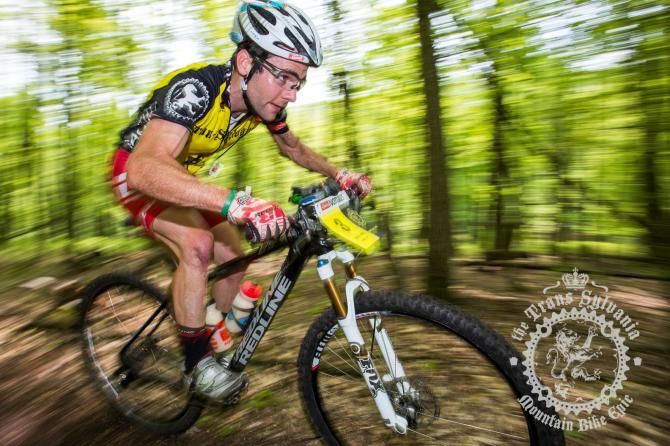 Justin Lindine rallies on the trail of stage 4.