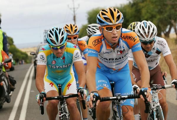 Garmin-Transitions rider Matt Wilson leads the early break.