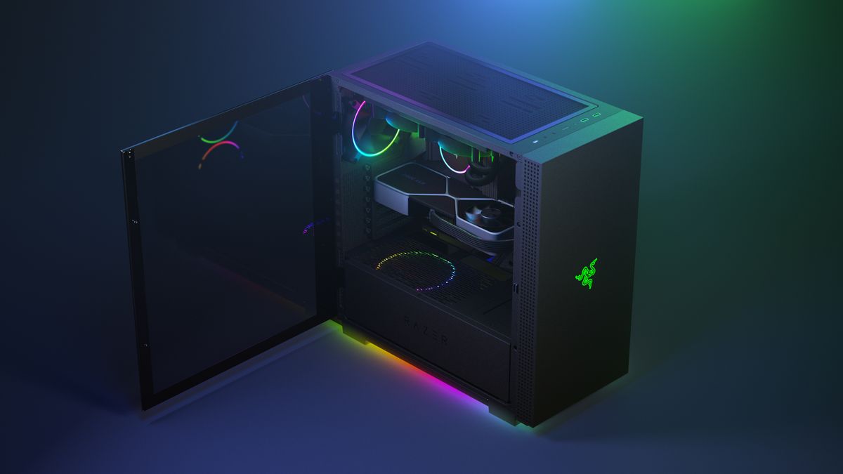 A gaming PC filled with Razer components 