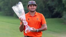Eugenio Chacarra with the DP World India Championship trophy