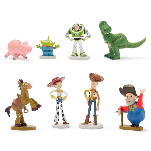 Disney Store Official Toy Story Figure Set - 8 Fully Sculpted Disney Figures Including Buzz Lightyear, Woody, Jessie &amp;amp; More in Double-Tiered Box With Scenic Backgrounds