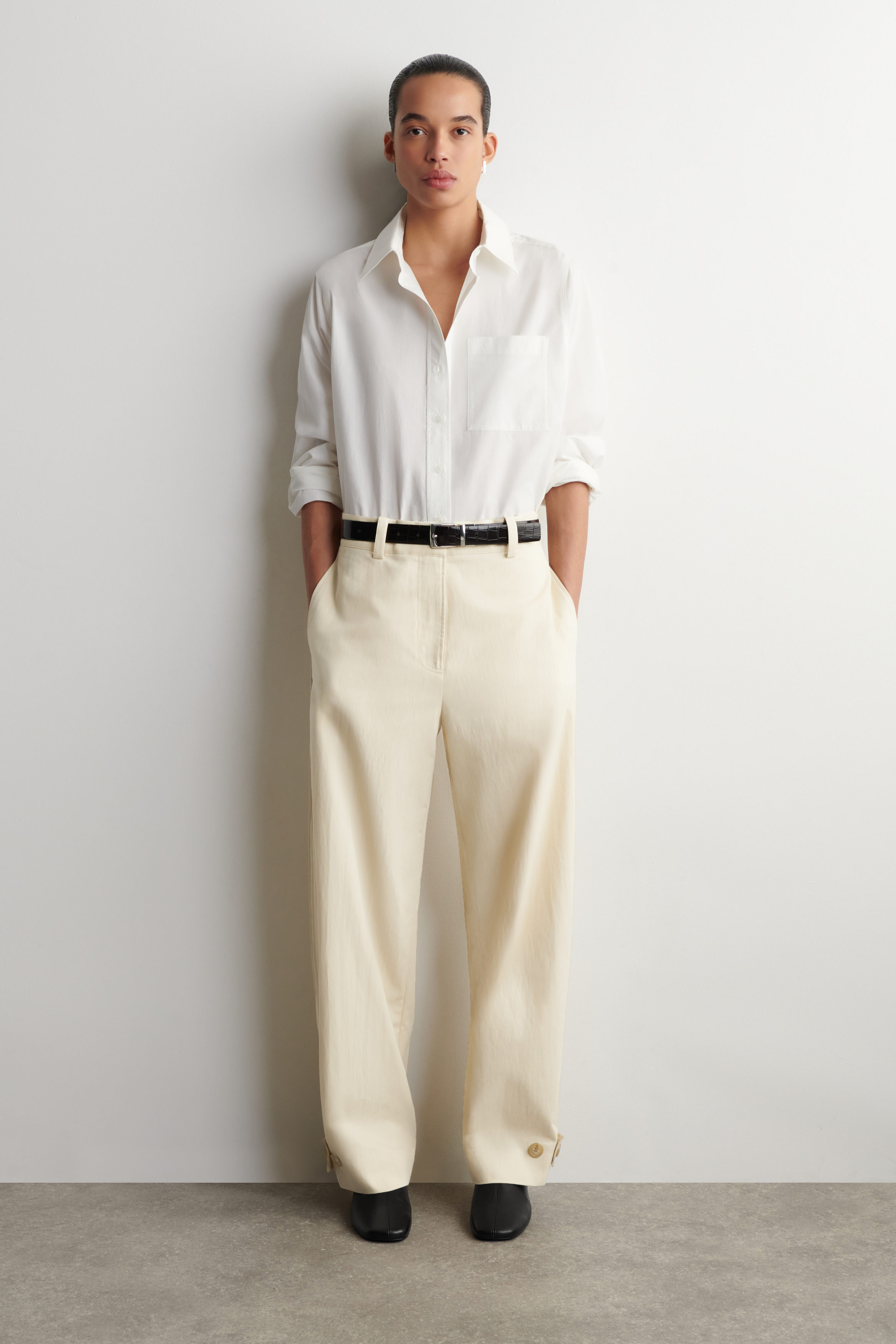Barrel-Leg Cotton Utility Trousers