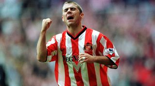 16 Sep 2000: Kevin Phillips of Sunderland celebrates after scoring the second goal during the Sunderland v Derby County FA Carling Premiership match at the Stadium of Light, Sunderland