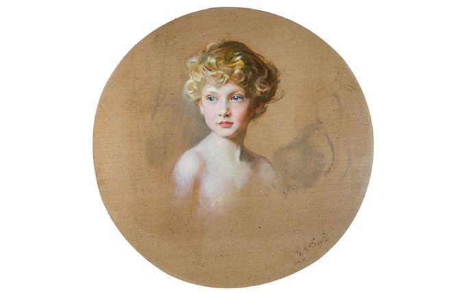 Richard George Archibald Lucian Hungerford Crewe-Milnes, Earl of Madeley, 1914, by Philip de László (1869–1937), 26in diameter, West Horsley Place, Surrey.