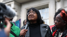 Diane Abbott addressing a crowd of supporters.