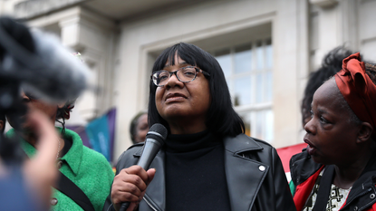 Diane Abbott addressing a crowd of supporters.