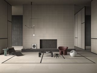 A Japanese-style living room in light gray and