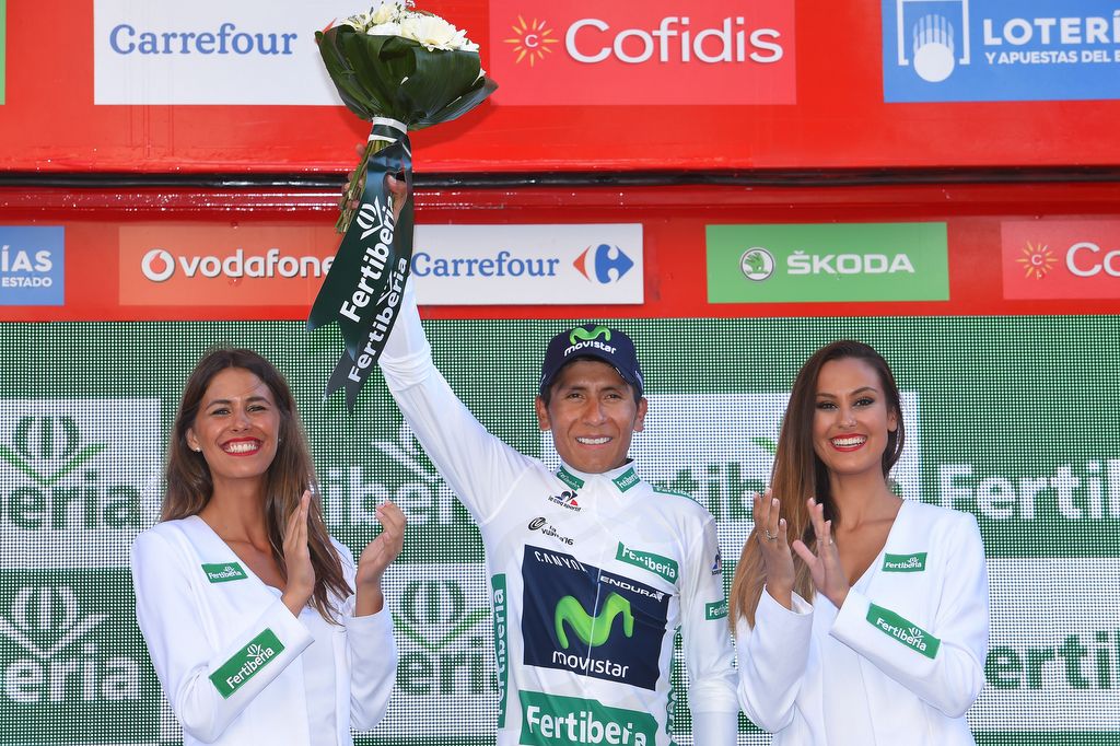Nairo Quintana holds onto the combination jersey