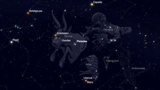 Spot several star clusters in the winter night sky.