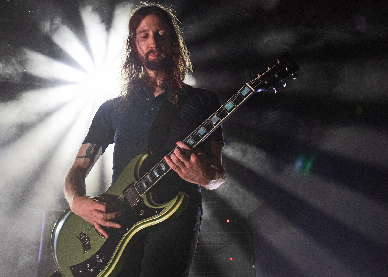 Mike Sullivan of Russian Circles performs live on stage during a concert at Astra Kulturhaus on October 10, 2024 in Berlin, Germany.