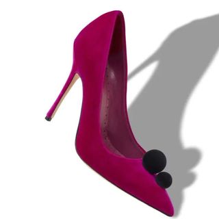magenta court shoes with sphere embellishment