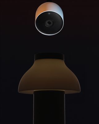 Google Nest Cam, £90, Pierre Charpin lamp for Hay featured in a home robots still life for Wallpaper December 2021 issue