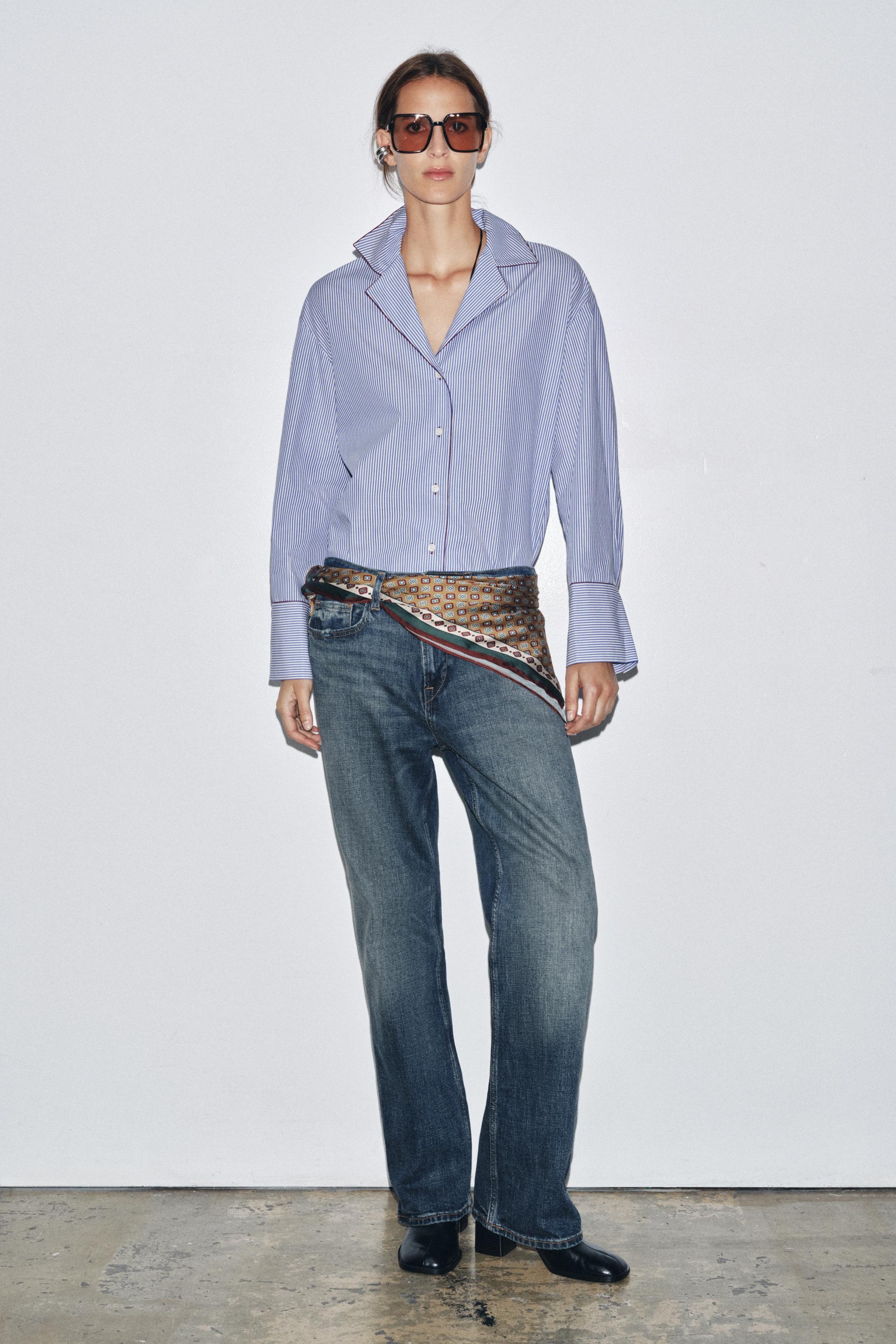 Zw Collection Low-Rise Scarf Baggy Jeans